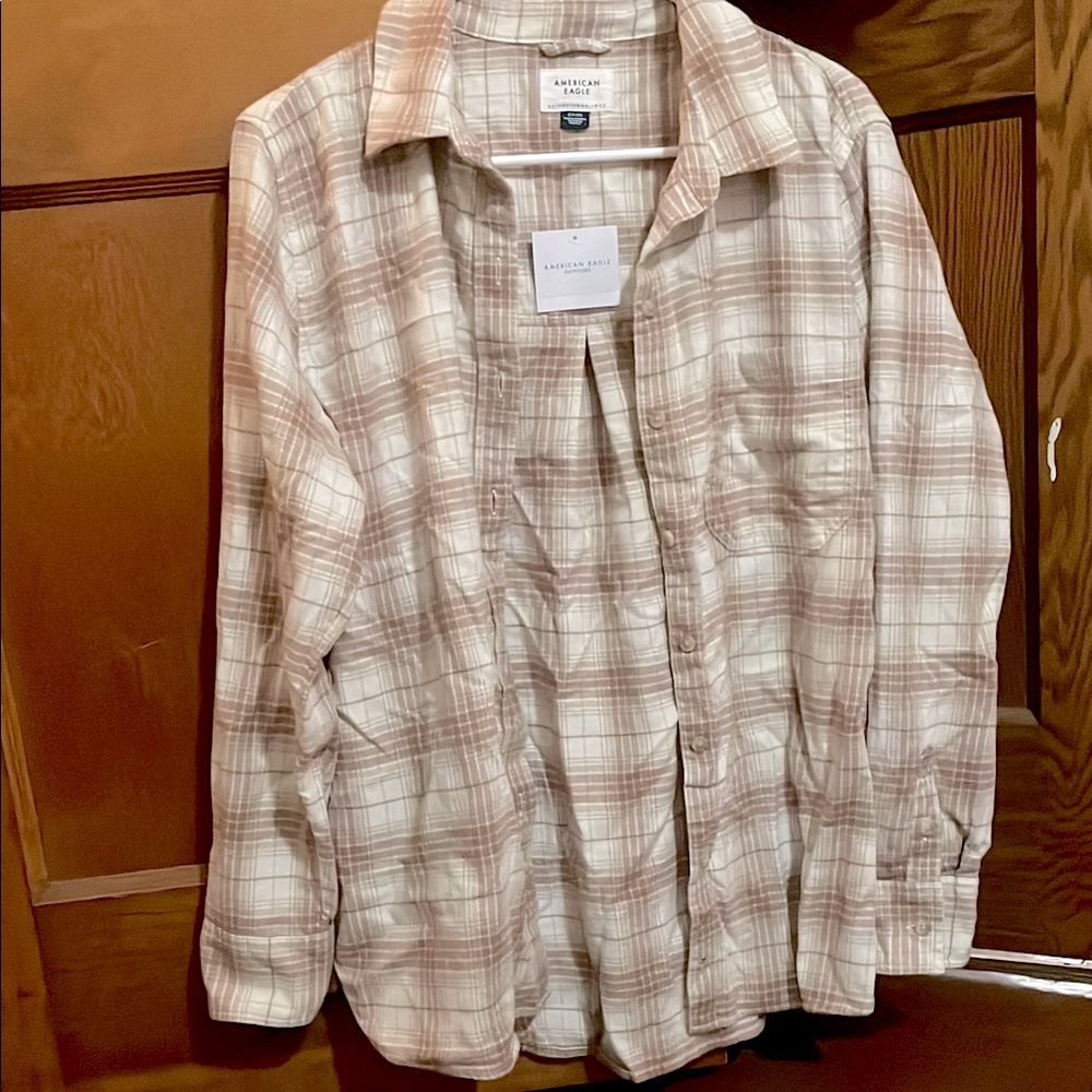 American Eagle Outfitters Tan Plaid Shirt